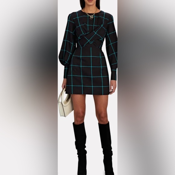 NWT STAUD Crosshill Cut-Out Windowpane Mini Dress - Picture 4 of 6